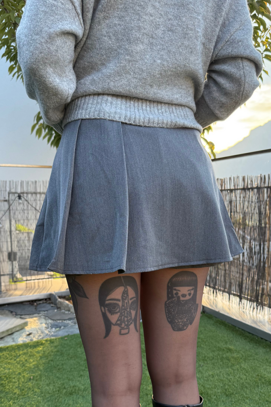 Jupe short écolière - Grise